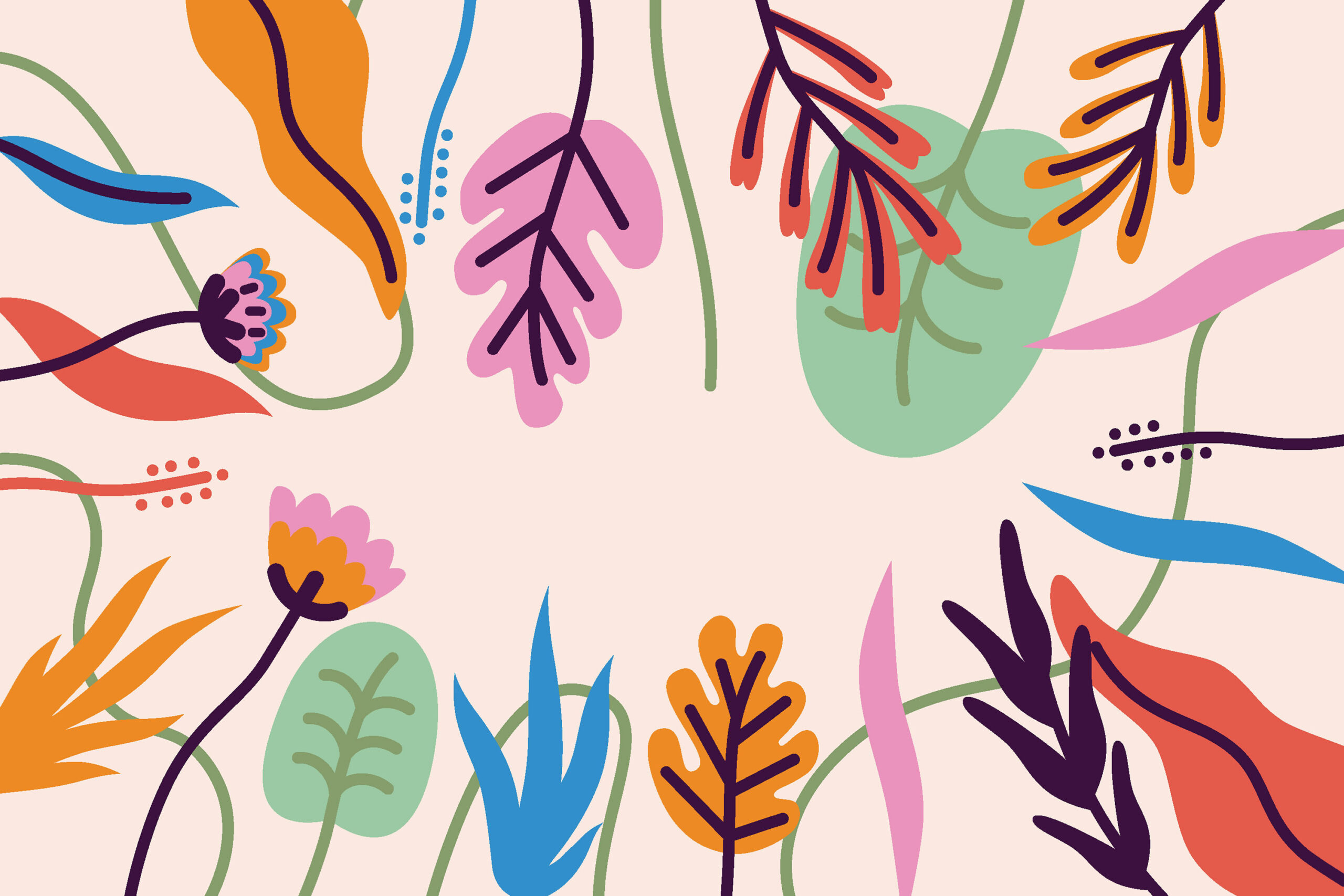 dessins de plantes et feuillages colorés