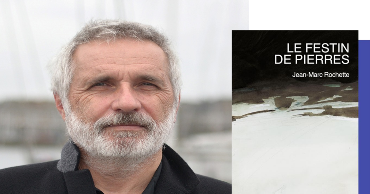 portrait de Jean-Mars Rochette et 1ère de couverture de son roman "Le festin de Pierre"