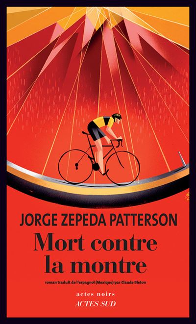 Couverture du livre "Mort contre la montre" avec illustration en couleur représentant un coureur cycliste.