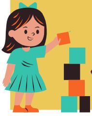 Dessin d'une fille jouant à construire une tour de cubes