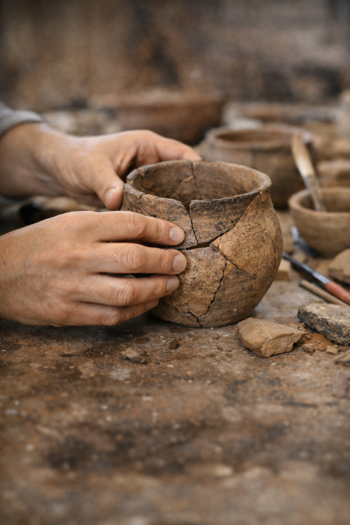 photo d'une poterie antique reconstituée