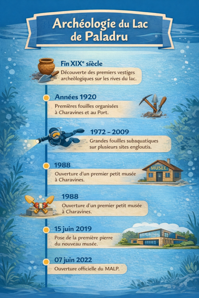 frise chronologique fouilles archéologique lac paladru