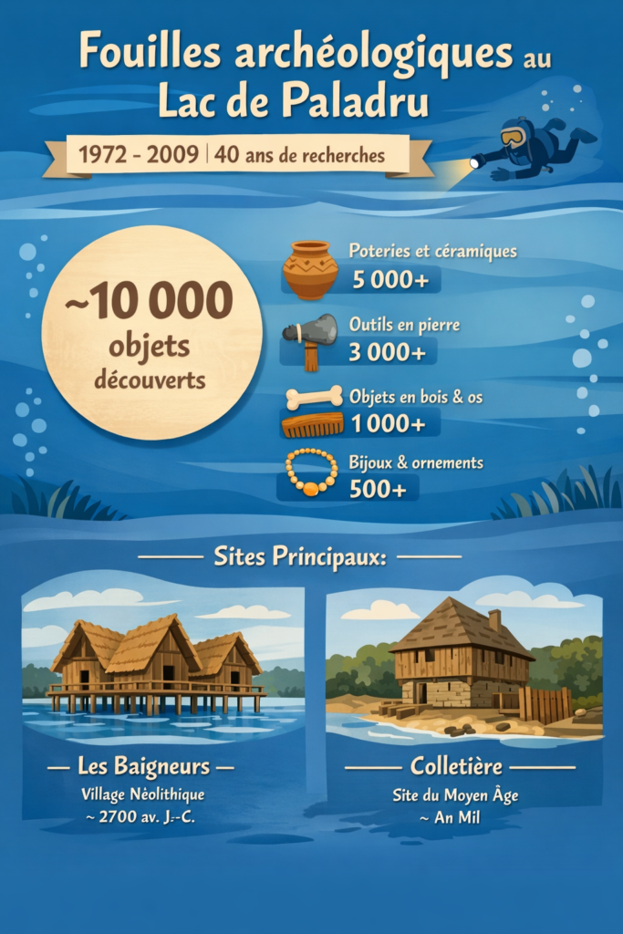infographie des objets retrouvés lors des fouilles de paladru
